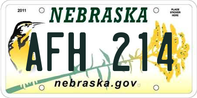 NE license plate AFH214