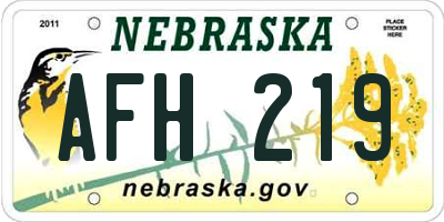NE license plate AFH219