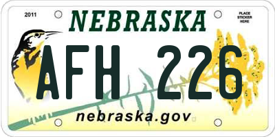NE license plate AFH226