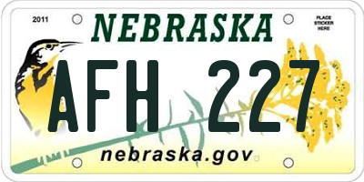 NE license plate AFH227