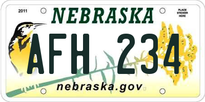 NE license plate AFH234