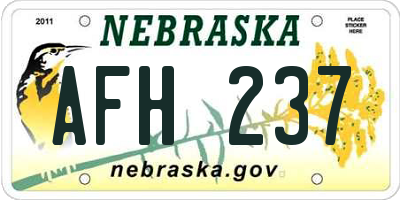 NE license plate AFH237