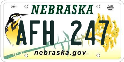 NE license plate AFH247