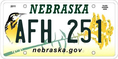 NE license plate AFH251