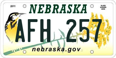 NE license plate AFH257