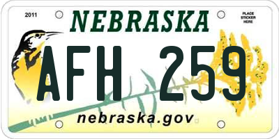 NE license plate AFH259