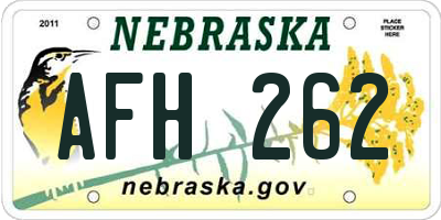 NE license plate AFH262
