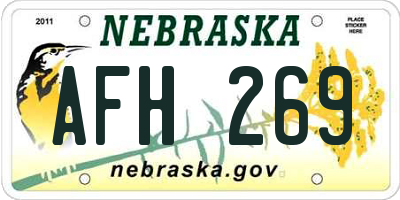 NE license plate AFH269