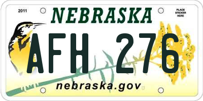 NE license plate AFH276