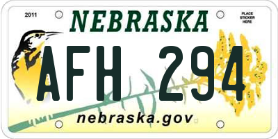 NE license plate AFH294