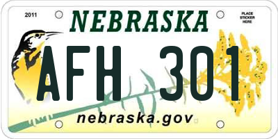 NE license plate AFH301