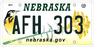 NE license plate AFH303