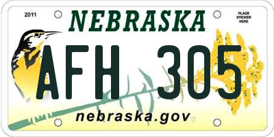 NE license plate AFH305