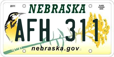 NE license plate AFH311