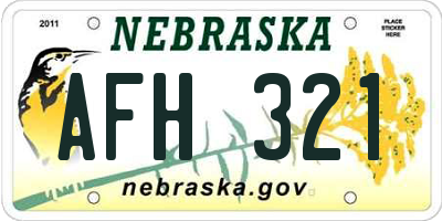 NE license plate AFH321