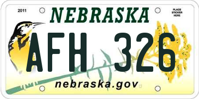 NE license plate AFH326