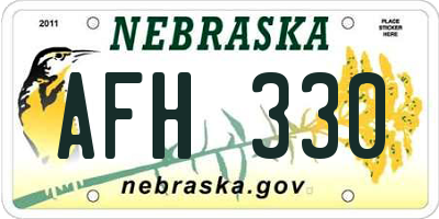 NE license plate AFH330