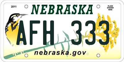 NE license plate AFH333