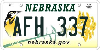 NE license plate AFH337