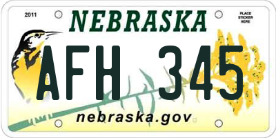 NE license plate AFH345