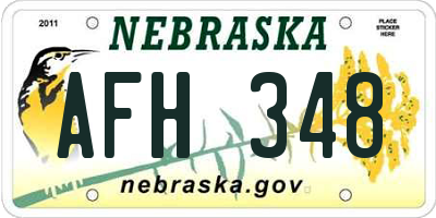 NE license plate AFH348