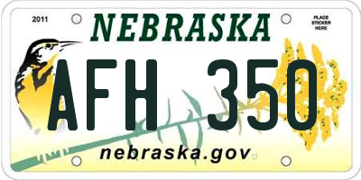 NE license plate AFH350