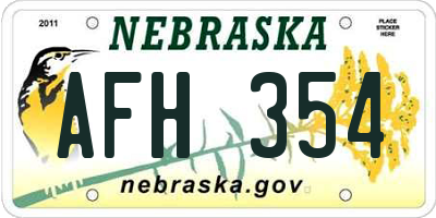 NE license plate AFH354