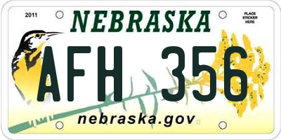 NE license plate AFH356