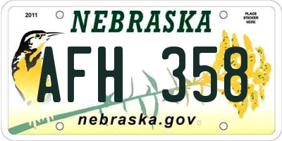 NE license plate AFH358
