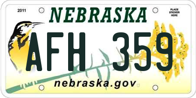 NE license plate AFH359