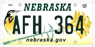 NE license plate AFH364