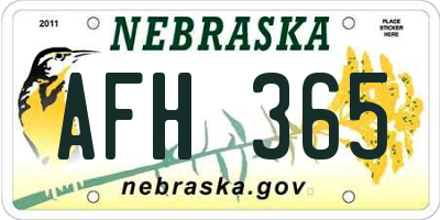 NE license plate AFH365