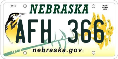 NE license plate AFH366