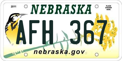 NE license plate AFH367