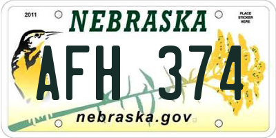 NE license plate AFH374