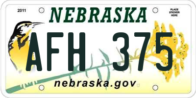 NE license plate AFH375