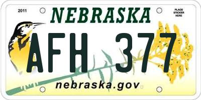 NE license plate AFH377