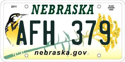 NE license plate AFH379