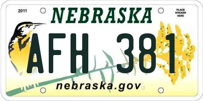 NE license plate AFH381