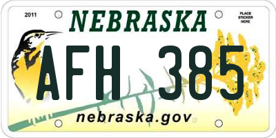 NE license plate AFH385