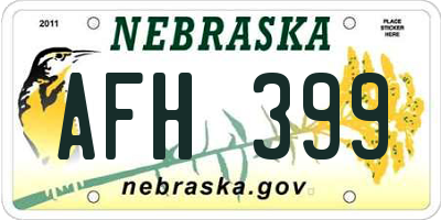 NE license plate AFH399