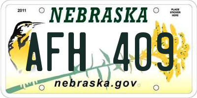 NE license plate AFH409