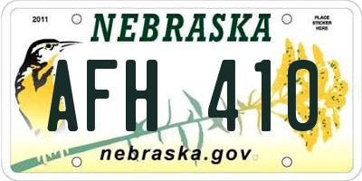 NE license plate AFH410