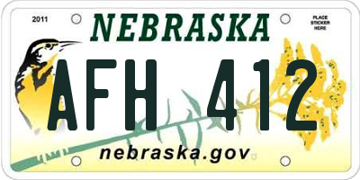 NE license plate AFH412