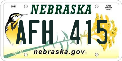 NE license plate AFH415