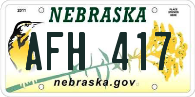 NE license plate AFH417