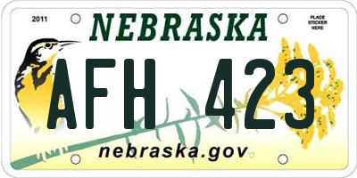 NE license plate AFH423