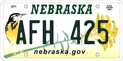 NE license plate AFH425