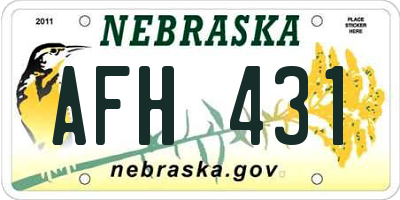 NE license plate AFH431