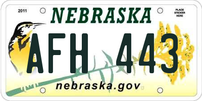 NE license plate AFH443